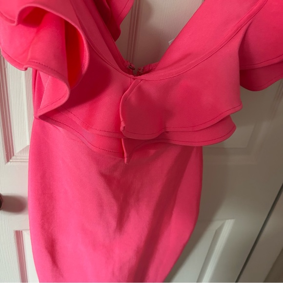 Pink Ruffle Midi Dress - Picture 2 of 7